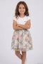 Girl's Dress with Colorful 3D Daisy Flower Applique and Sequin Detail, Ages 4-9, Ecru