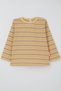 Baby Girl Long Sleeve T-Shirt with Patches, Colorful, Striped 9 Months-3 Years, Cream - 2