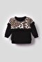 Baby Girl Leopard Detailed Ruffle 2-Piece Top and Bottom Set - Black - 3