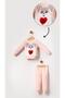 Rabbit Image Fleece Winter Top and Bottom Set for Baby Girls & Kids - Salmon - 2