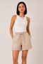 Women's Mink Waist Elastic Rope Tie-up High Waist Ayrobin Shorts with Pockets