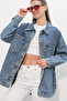 0694 Double Pocket Oversize Denim Jacket - Ice Blue