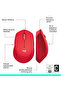 M330 Sessiz Kablosuz Optik Mouse, Kırmızı 910-004911 - 8
