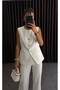 Women's Button Detailed Vest Pants Set White - 7