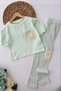 My Little One's Cicileri Pocket Knitted Lace Detailed Waitress Boy Girl Set - Water Green - 2