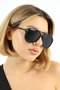 Women's uv400 black pilot retro sunglasses wp25-23 c2 - 5