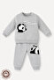 Unisex Baby Sleeping Panda Printed 100% Cotton 6-9-12 Months Top and Bottom 2-Piece Baby Set