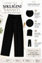 Black Ribbed Knit Pajama Bottoms Corded Fabric - 2