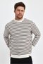 Crew Neck Striped Sweatshirt (E23-761A-Erk) - 4