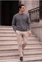Pilar Anti-Peeling Anti-Pilling Oversize Thessaloniki Knitted Crew Neck Men's Knitwear Sweater - Smoked - 4