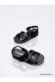 D26Ys 2905 Black Genuine Leather Women's Sandals - 5