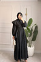 Design Balloon Sleeve Yellow Summer Belted Lined Black Scallop Dress
