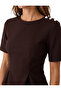 Cotton Crew Neck Short Sleeve Pleated Detailed Peplum Blouse - 4