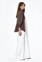 Women's Waist-Slit Poplin Shirt 1504 - Brown - 2