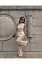Imported Fabric Top Striped Blouse Bottom Elastic Waist Pants Waist Accessory Included Special Design Set - 3