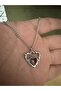 Red Stone Heart Figured Unisex Necklace – 60 cm Chain, Symbol of Elegance and Love - 2