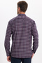 Classic Fit Long Sleeve Plaid Ribbed Collar Buttoned Men's Burgundy Shirt - 8