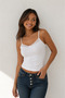 Women's 95% Cotton Lycra Lace Detailed Stylish Tank Top with Straps - White 3048