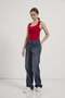Square Neck Strap Snap Fastener Flexible Bodysuit - 3