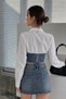 Women's Shirt with Denim Corset Detail – Stylish and Trendy Design - 2