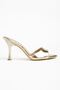 716 Gold Patent Leather Pointed Toe Heeled Women's Slippers - 5