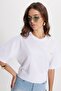 Women's oversized crew neck 100% cotton soft touch printed white t-shirt