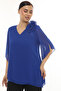 22502 Feather Flower Brooch Short Sleeve Chiffon Evening Dress (R) (C104) - 2