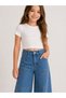 26904-26 Girls' Denim Pants Wide Leg Stone Detailed Tasseled Leg Casual Comfortable Jeans - 3