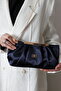 Women's Cobalt Blue Navy Blue Clucht Chain Hand and Shoulder Bag - Evening Bag - 3