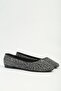 Black Stone Detailed Ballerina Shoes - 4