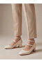 Beige Patent Block Heel Shoes - 7