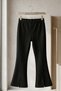 Children's Black Ribbed Spanish Style Slit Hem Stretchy Pants Steel Leggings - 2