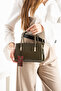 Gold Detailed Fixed Strap Petra Women's Crossbody Bag Khaki - 2