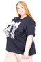 Mode XL Real Big Size Women's T-Shirt Bis Collar Manhattan U26118 Navy Blue - 3