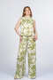 Women's Summer Green High-Waist Velline Zero-Sleeve Short Vest and Elastic Waist Pants Set Sporty Casual Cut Daily Office Stylish 1318 - 3