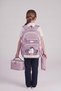 Relaxion 1920 Primary School Girls' Dusty Rose School Bag Set of 3 - with Lunch Box, Pen Holder, and Plush Keychain - 3