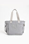 Light Gray Women's Large Size 4-Compartment Water Resistant Parachute Fabric Crossbody and Shoulder Strap Bag - 4