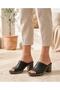 Black Genuine Leather Heeled Women's Slippers 45254 - 2