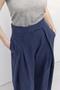Wide Pleated Trousers Navy Blue - 3