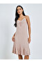 Pink Contrast Lace Trim Ruffle Hem Slip Dress