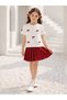 Girls Bow Detail T-Shirt and Pleated Skirt Set - 6