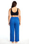 Women's Wide Leg Cotton Pajama Bottoms Sax - 2