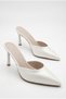 Women's Elegant and Stylish Pointed-Toe Thin High-Heeled White Evening Dress Slippers, Wedding Dress Slippers - 3