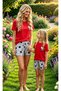 Hello Kitty Licensed Mother & Daughter Combination Pajama Set Red & Gray Color Crew Neck with Shorts 100% Combed Cotton (Sold Separately) - 3