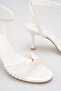Women's Ankle Strap Black Heeled Open Toe Buckle Sandals - 4