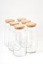 6-Piece Set of Large Size 1440 ml Vacuum Glass Storage Containers with Wooden Lids - 4