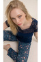 Petrol Lace Collar Detailed Viscose Short Sleeve Pajama Set