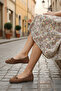 Suede Knitted Bow Detail Comfortable Women's Ballet Flats - 2