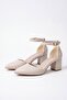 Women's Pointed Toe Ankle Strap 6 cm Thick Heeled Shoes Cv104Nav - 4