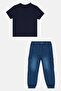 Kids Boy 2Pcs Graphic Print T-Shirt And Jogger Pants , Navy Blue - 3